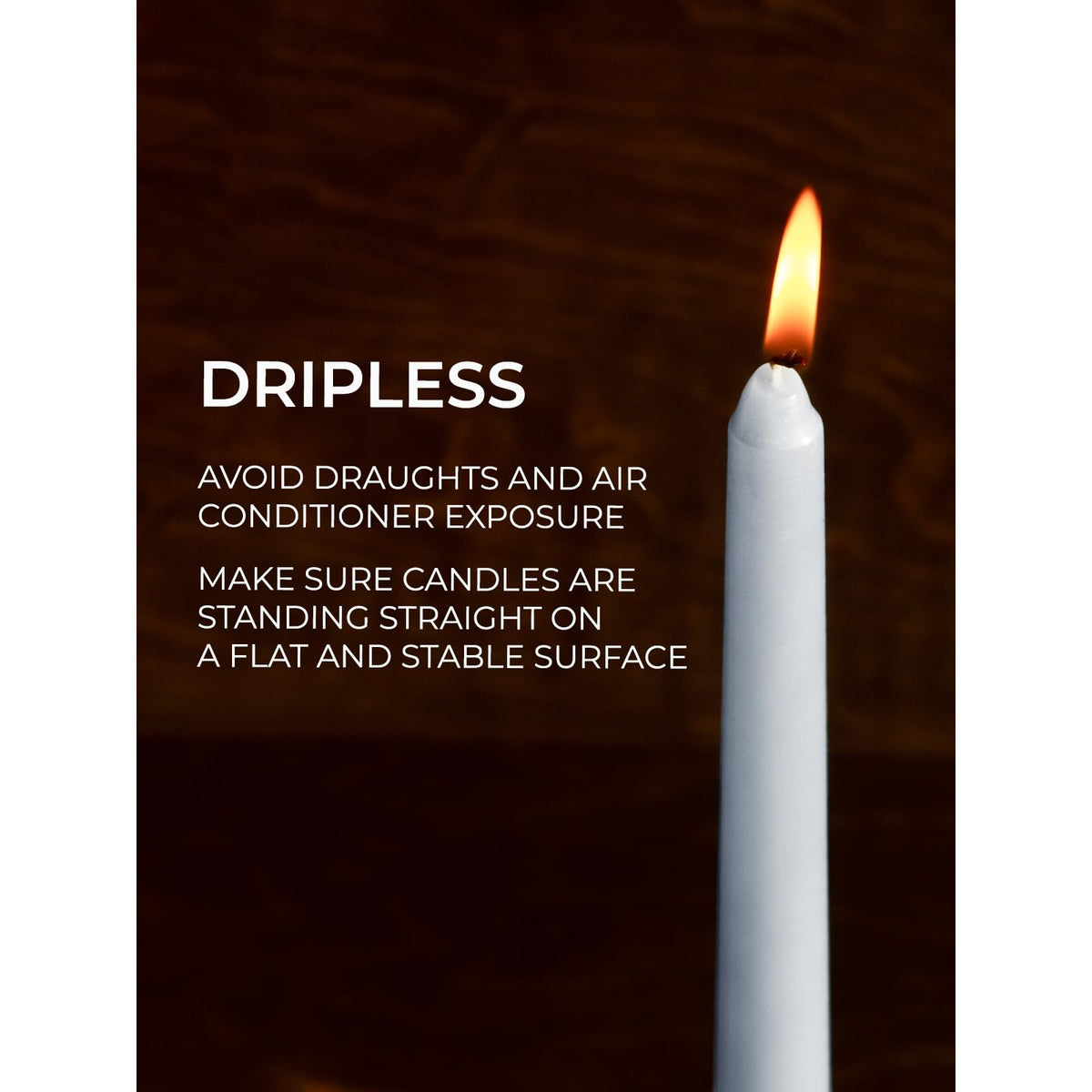 CANDWAX 12 inch Taper Candles Set of 4 - Dripless and Smokeless Candles Unscented - Slow Burning Candle Sticks - Light Gray Candle Taper