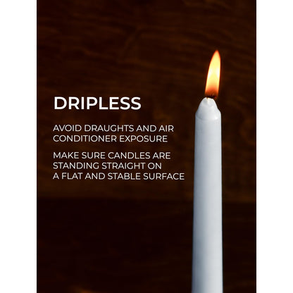 CANDWAX 12 inch Taper Candles Set of 4 - Dripless and Smokeless Candles Unscented - Slow Burning Candle Sticks - Light Gray Candle Taper