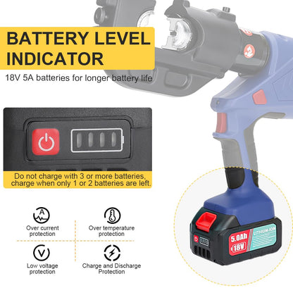 aienvh Electric Hydraulic Cable Crimping Tool 12 Ton, with Digital Display, Suitable for Wires and Copper/Aluminum Terminals, Includes 11 Sets of Dies and 2 Rechargeable 5.0A Batteries