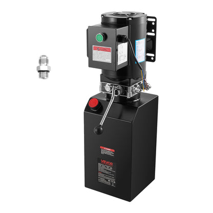 VEVOR 14 Quart Hydraulic Power Unit, Single Acting Steel Dump Trailer Pump, 3200 PSI Max Relief Pressure & 1.7 GPM Flow Rate, 220-240V Hydraulic Pump with Metal Reservoir for Dump Trailer Car Lifting