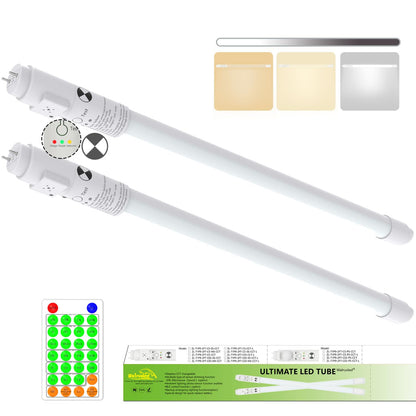 T8 LED Emergency Tube Light 4FT with Battery Backup,Remote,Dimmable,IP4X,CCT,10W,Fluorescent Tube Replacement 4 Foot,120min Emergency 3W 300LM Output Lighting,Ballast Bypass,Double Ended,Type B,2-Pack