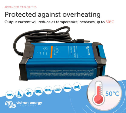 Victron Energy Blue Smart Car Battery Charger – IP22 – Float, Trickle Charger & Desulfator for Motorcycle, ATV, RV, Lithium & Deep Cycle Batteries - 12V 30A - 3 outputs
