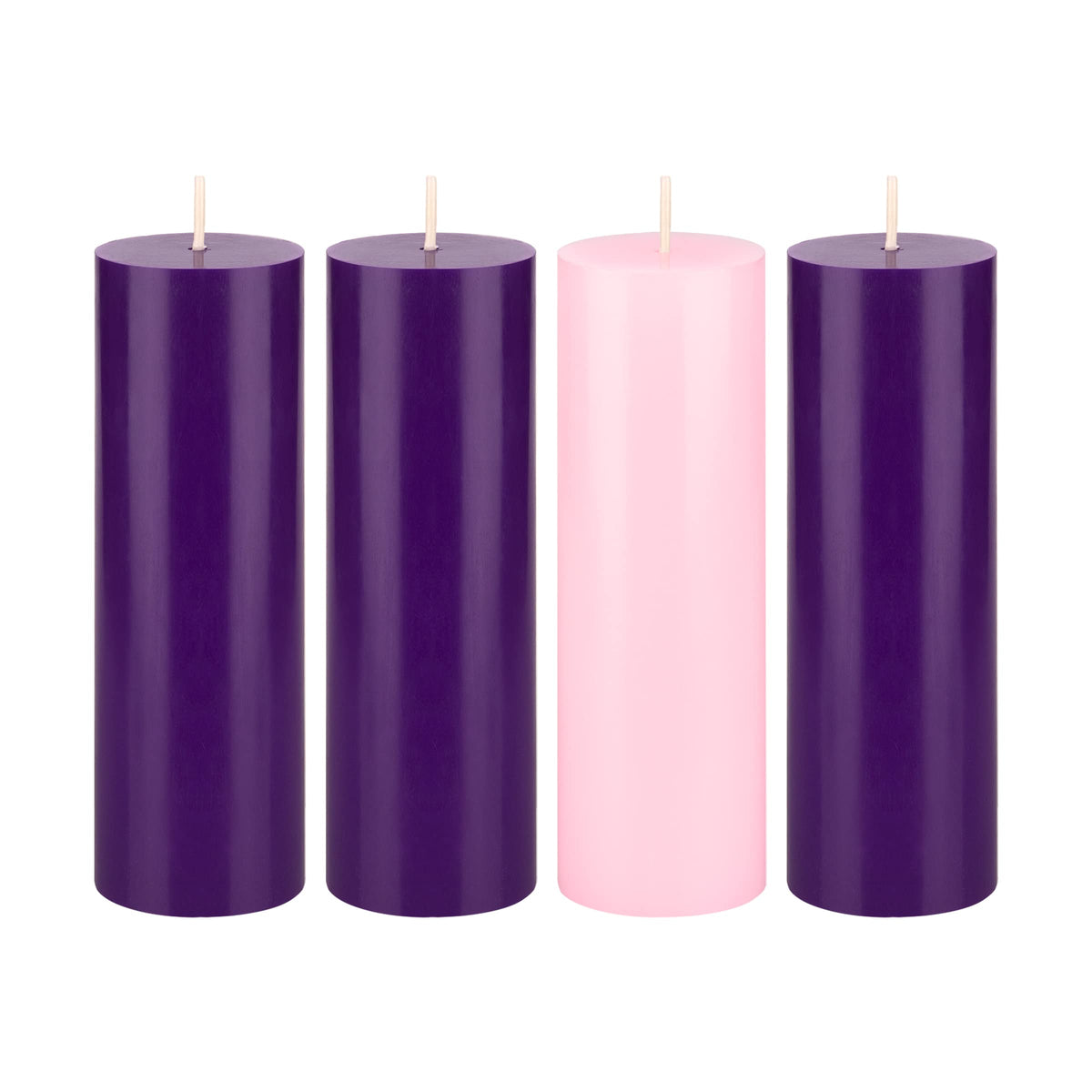 Mega Candles 4 pcs Unscented Christmas Advent Candles Set, Hand Poured Premium Wax Round Pillar Candle 2 Inch x 6 Inch, Holidays, Occasions, Events, Festivitiess, Devotional, Church, Wreath, Gifts