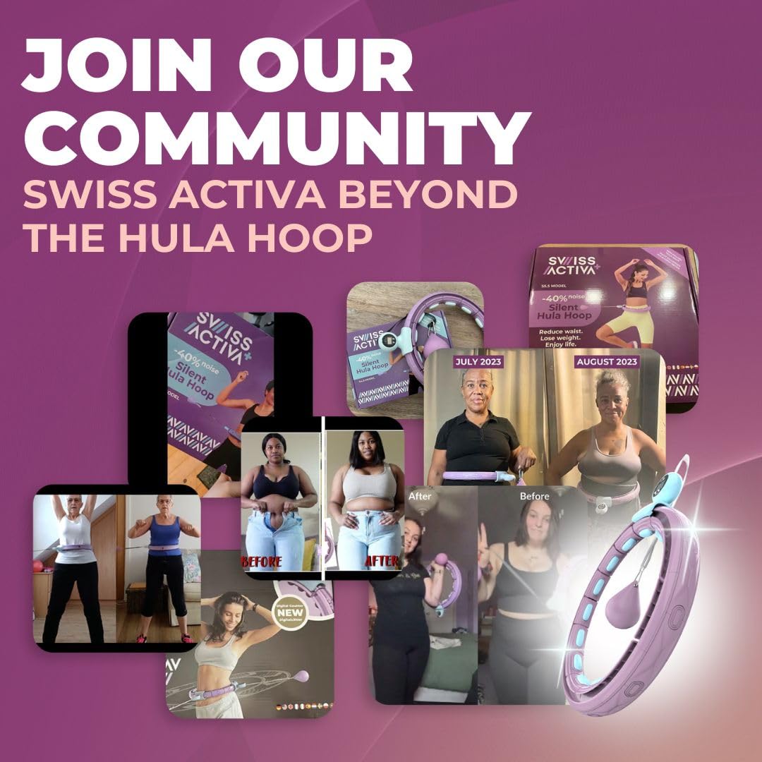 Swiss Activa+ S4.S XL Silent Hula Hoop |Improved XL Size, has 18 Comfort Links | Premium with Counter,Waist Size up to 69-126 cm |Infinity Hoop, Smart Weighted Hula Hoop for Women, Weight Hula Hoop.