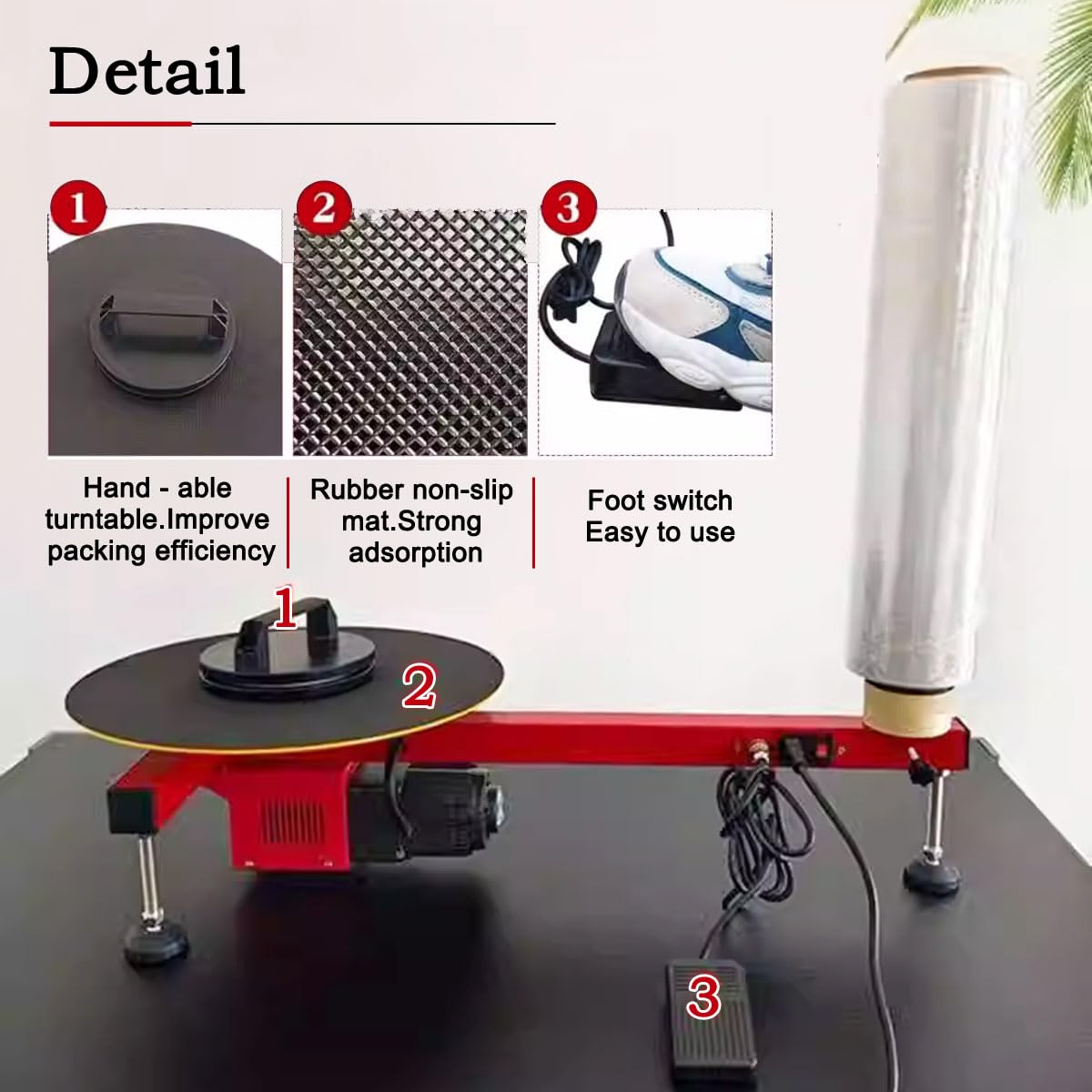 INTBUYING 220V Electric Stretch Film Wrapping Bench Semi-auto Table Stretch Film Dispenser Wrap Machine Wrap-Around Film baler for 27.5" (70cm)-Wide Film