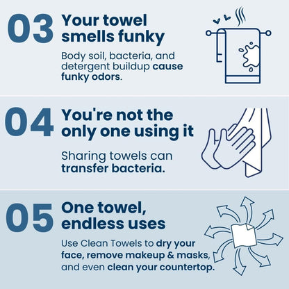 Clean Skin Club Clean Towels | Worlds 1ST Biodegradable Face Towel | Disposable Makeup Removing Wipes | Dermatology Tested & Approved | Vegan & Cruelty Free | Super Soft For Sensitive Skin | Dry Towelettes (Pack of 1 (25CT))