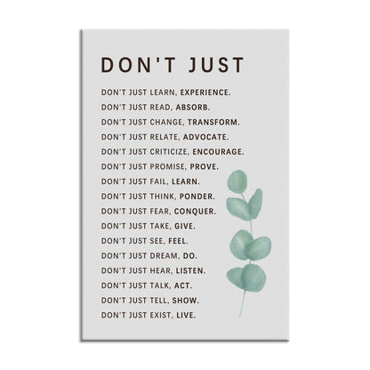 Inspirational Wall Art Don't Just Quote Motivational Poster Learning And Growth Inspiring Positive Canvas Painting Prints Wall Pictures for Living Room Office Home Decor Framed Artwork [12''W x 18''H]