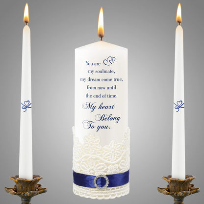 Frienda Unity Candles for Wedding Ceremony Set Wedding Unity Taper Candles Catholic Religious Ceremony Accessories(Heart Style)
