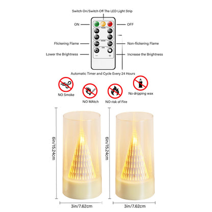 Eebus LED Flameless Candles with Remote - Battery Operated,Fake Candles for Home Décor Tapered Glowing Pillar Candle Lights Add a Warm and Romantic Atmosphere Set of 2 (D 3"×H 6" 6") (Ivory)