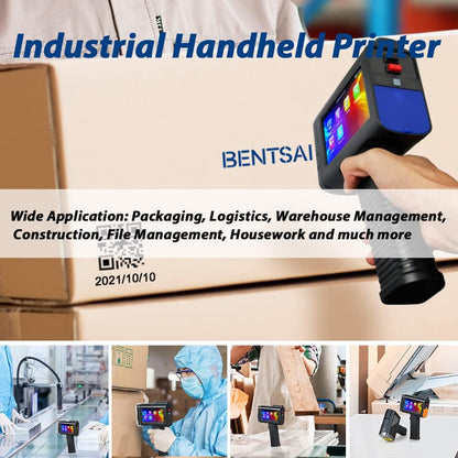 BENTSAI BT-HH6105B2 Handheld Inkjet Printer with 1/2 Inch Print Height Portable Handheld Printer for EXP Date, Batch Number, QR Code, Barcode, Logo on Carton Wood Fabric Plastic Metal (Black)