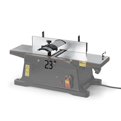 WOODSTARTER 6-Inch Benchtop Jointer with 15 Amp Motor, 12000 RPM Cutting Speed, Adjustable Fence 90–135°, Up to 1/8" Depth, HSS Blades, Table Jointer To for Woodworking DIY