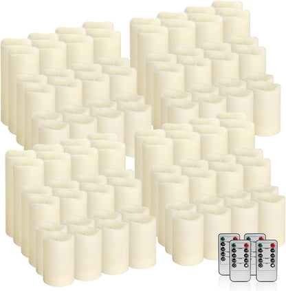 YOROXRG Set of 96 Waterproof Outdoor Flameless Candles, LED Candles with 4 Remote and Timer,(H 4" 5" 6" x D 2.2"),for Halloween Wedding Festival