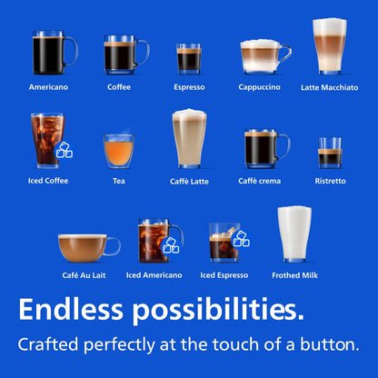 Philips 4400 Series Fully Automatic Espresso Machine, LatteGo Milk System, Integrated Grinder, 12 Hot & Iced Coffee Pre-Sets, Quick Start, SilentBrew, 15-Bar Pressure, Black Chrome (EP4444/90)