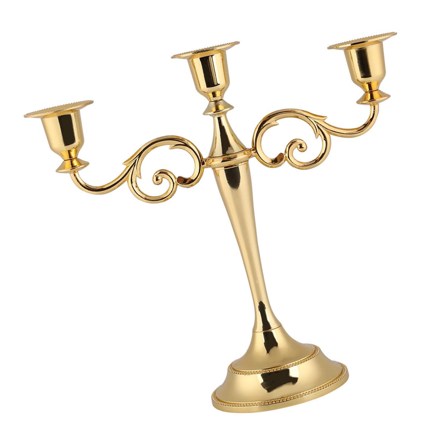 3 Arms Metal Candle Holder, European Style Candelabra for Wedding and Home Decor, Exotic Retro 3 Branches Candlestick with Gold and Silver Finish for Candlelight Dinner (Gold)