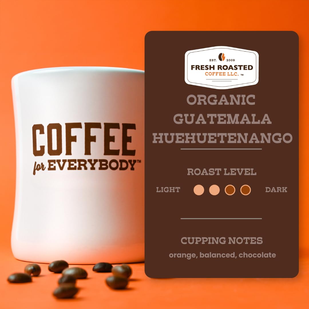 Fresh Roasted Coffee, Organic Guatemala | Single Origin, USDA Organic, Mold & Myco 3rd Party Tested, Kosher | Medium Roast 12 oz Whole Bean