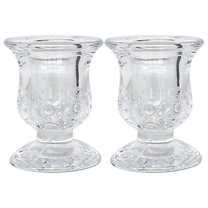 Sophisticated Glass Taper Holders Set of 2 for Wedding Celebration & Festival Home Decors Clear Accessories Wedding Table Decors