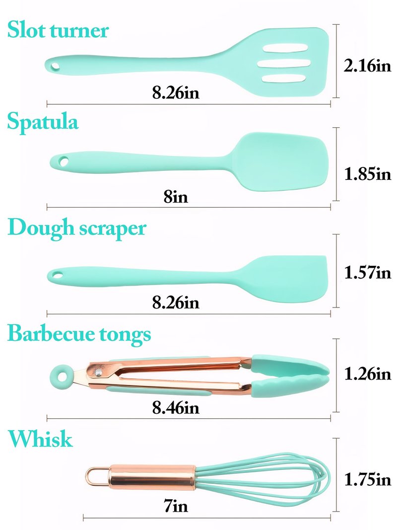 Kitchen Utensil Set,5 Pcs Mini Silicone Cooking Utensils Sets,Heat Resistant Non Stick Kitchens Gadgets BPA-Free Spatula Set,Kids Kitchen Tools Kitchen Set for Cooking