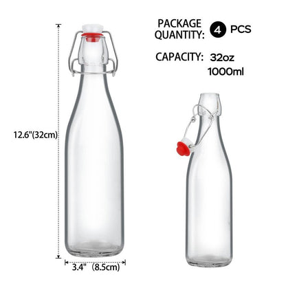 ZEBEIYU Beer Bottle,Swing Top Glass Kombucha Bottles with Stoppers for Brewing,Beverages,Smoothies,Kefir,Soda,Juicing,Kombucha,Oil,Water,Milk,Vinegar(32 oz 4 Pack+4 oz 12 pack)