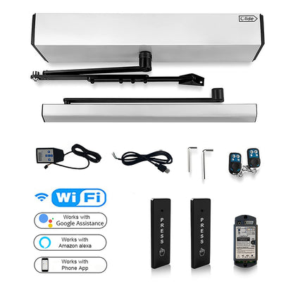 Olideauto Smart WiFi APP Control Automatic Door Opener,WiFi Built in Receiver Olide-510FW,Compatible for Alexa,Google Assistant Voice Control Auto Door with Wireless Push Panels
