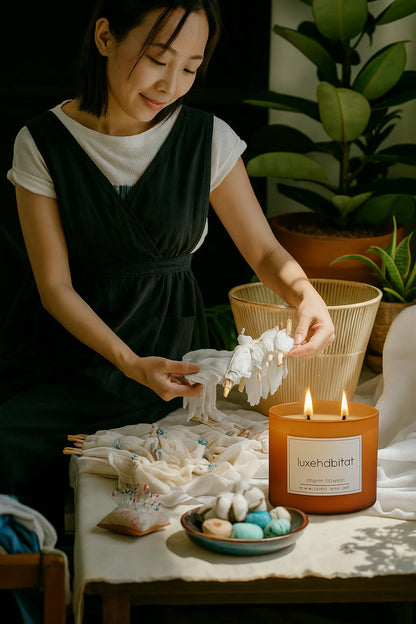 Mosswood Calm Scented Candle 13oz – CW Studio Orange Glass Jar with Wooden Lid & Dual Wicks, 37 Hour Smokeless Burn – Aromatherapy-Ready Décor for Home Yoga & Meditation Spaces – Orange Wax