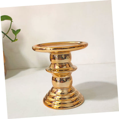 Yardenfun Elegant European Candlestick Holder Electroplating Ceramic Candle Stand for Weddings Christmas Home Decor Gold Finish Chic Design Multi-Purpose Decoration