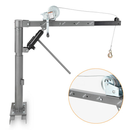 Garvee 1000 LBS Pickup Truck Crane, Hydraulic Hoist with Manual Winch, 360° Swivel, 4 Adjustable Boom, Heavy Duty Truck Bed Crane for Factory, Warehouse, Construction, Industrial Lifting - Silver