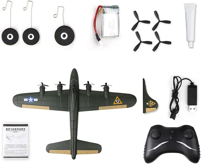 GoolRC B-17 RC Plane 2 Channel RC Airplane 2.4GHz Remote Control Airplane Ready to Fly EPP Foam Glider Fixed Wing RC Aircraft Flight Toys for Beginners and Adults