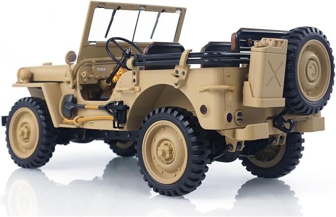 US in Stock Hg 1/14 4X4 Electric Military Truck Hg4 58 Convertible Off Road Semi Truck RC Climbing Vehicle 4WD 2Speed Light Sound Motor Hobby Grade Model for Birthday Gift(Yellow)
