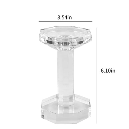 kitCom Crystal Candle Holders Set of 2, 6.1 Inch Tall Crystal Candlestick Holders for Taper, Long Candles - Home Decoration, Wedding, Housewarming and Graduation Gifts
