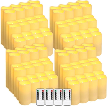 YOROXRG Set of 96 Waterproof Outdoor Flameless Candles, LED Candles with 4 Remote and Timer,(H 4" 5" 6" x D 2.2"),for Halloween Wedding Festival