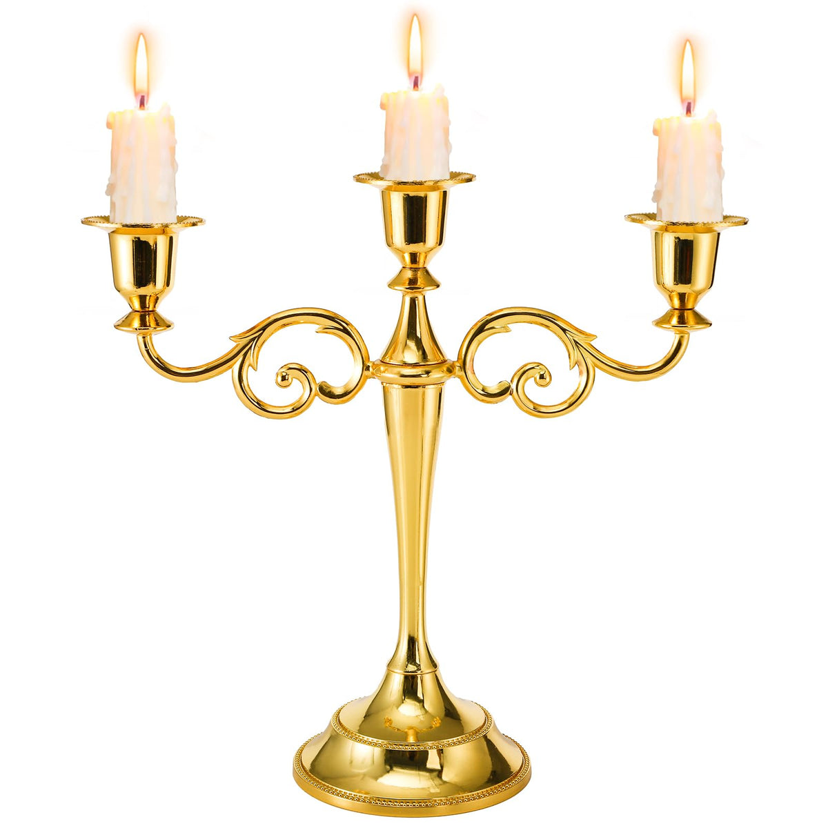 YOUEON Candelabra, Candelabra Candle Holder, Tall Candlesticks Holder, Elegant Taper Candle Holder Centerpiece for Wedding, Church, Halloween, Dining, Home Decor (Gold)