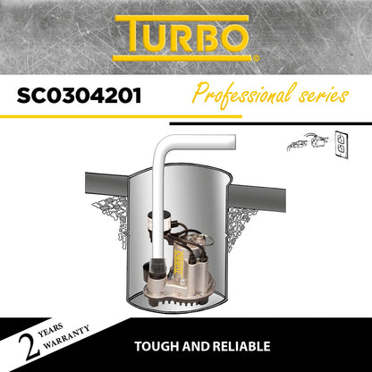 Turbo 1/2HP Cast Iron Submersible Sump Pump with Vertical Switch