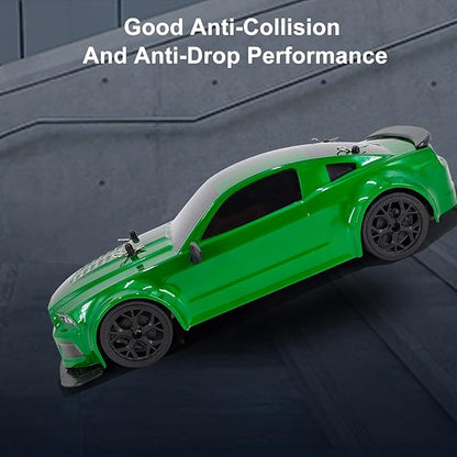 RC Drift Car 1:14 4WD 30KM/H High Speed RC Racing Car 2.4GHz Electric Sport Drifting Car with LED Lights 2 Batteries Drift &amp Race Tires for Adults (Green)