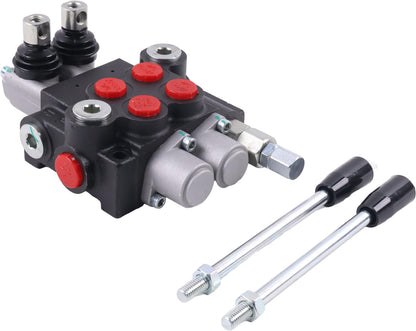 Solarhome 2 Spool Hydraulic Direction Control Valve Open Center Double Acting 13 GPM 3600 PSI SAE Ports Compatible With Tractors Loaders Log Splitters