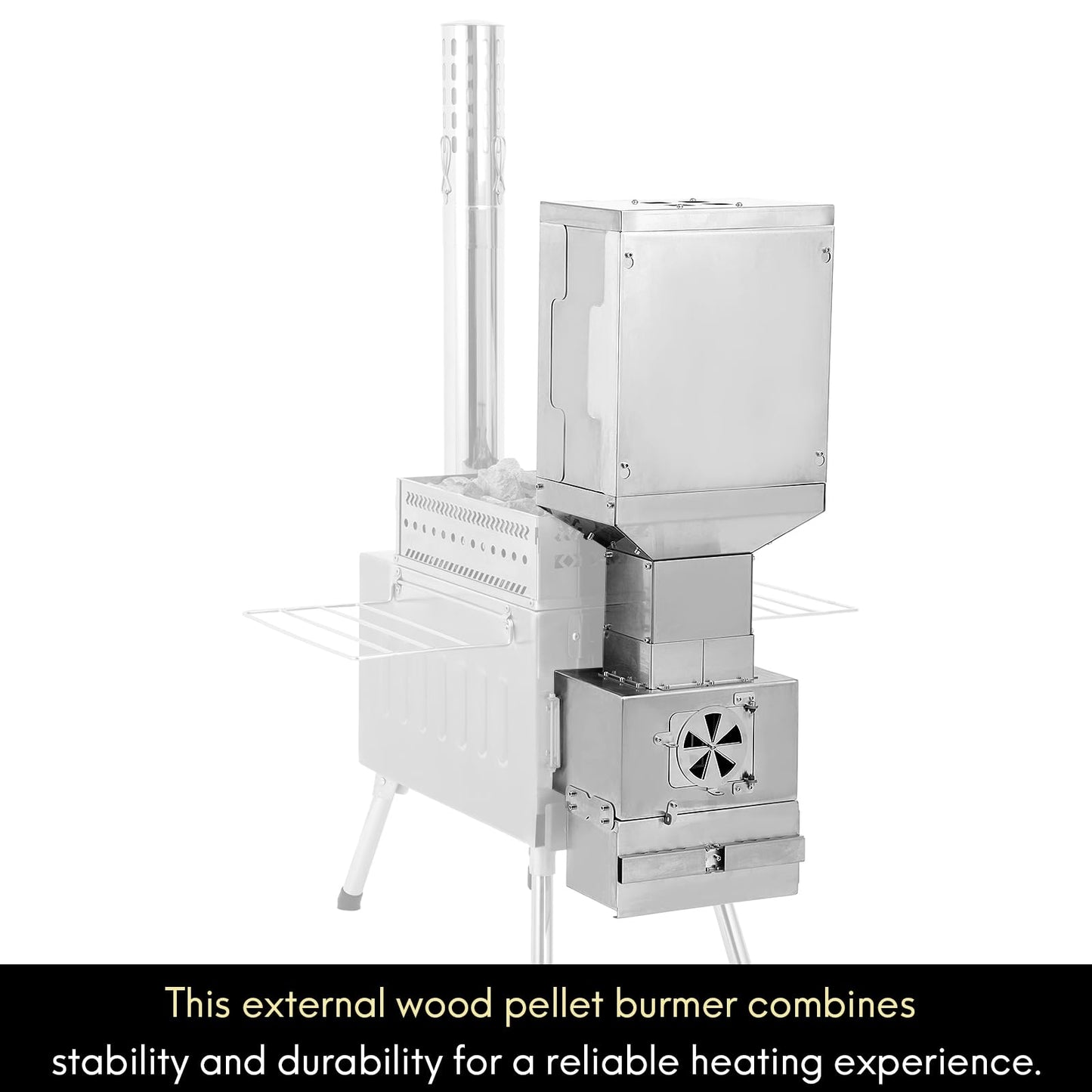WILLOWYBE Outdoor Sauna Wood Pellet Heater Accessory - Large Capacity, Efficient Heating, Durable Stainless Steel, Compatible with Our Outdoor Sauna Stove