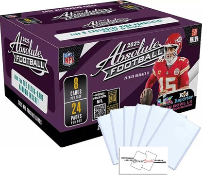 2025 Absolute Football NFL Retail Box with 192 Trading Cards + 6 Toploaders + StreetCards Magnet! Look for The Kaboom Insert!