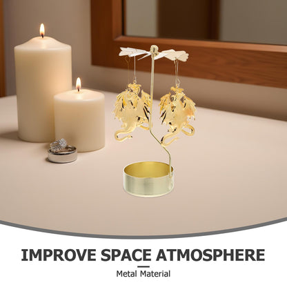 Cabilock Metal Rotary Tealight Holder: Carousel Candlestick - Heat-Activated Spinning Candle Holder Dragon Motif for Festive Occasions Romantic Ambiance