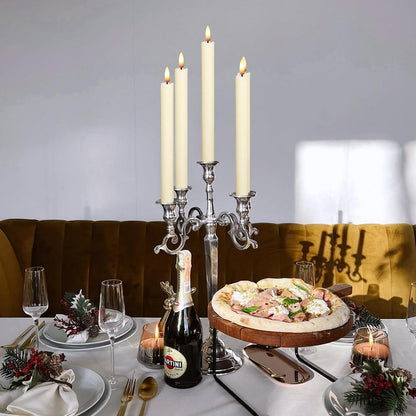 Wondise Ivory Flameless Taper Candles with Timer, 3 Pack Battery Operated LED Flickering 3D Flame Real Wax Candle for Christmas Thanksgiving Fireplace Decorations Halloween
