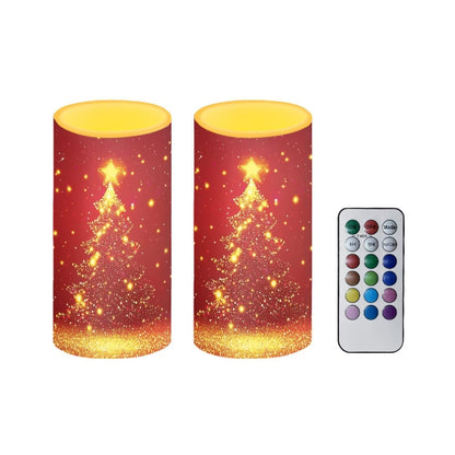 Luarisgur Red Christmas Battery Powered Candles with Remote and Timer Christmas Decorations LED Flameless Flickering Candles for Indoor Xmas Gifts Holiday Decor Home Party Festival Set of 2