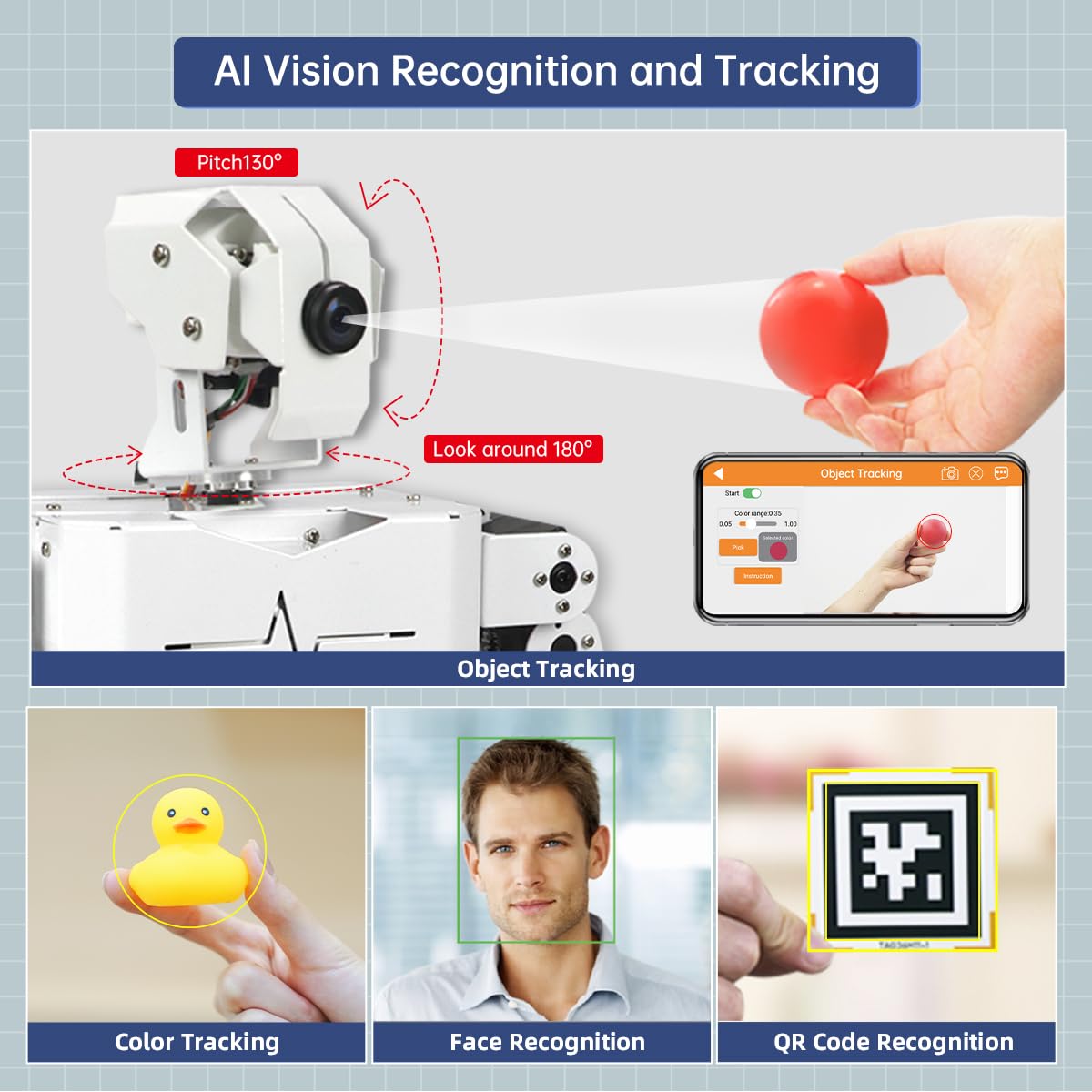 HIWONDER Humanoid Robot with ChatGPT Multimodal AI Models AI Embodied Intelligent Vision Scene Voice Understanding 20DOF Educational Robotic Kit Python Programming, TonyPi Pro & RaspberryPi 5 16GB