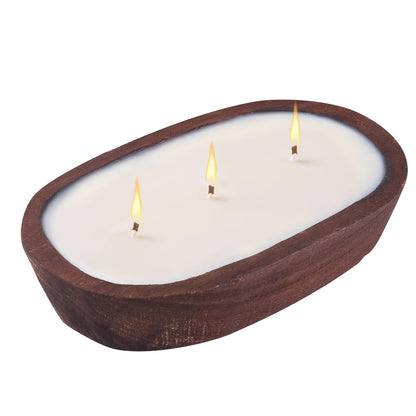 Scented Candles for Home, YeeQue Citronella Candles with Large Wooden Bowl Design for Women,Girl Birthday Gift 3 Wicks, 12oz