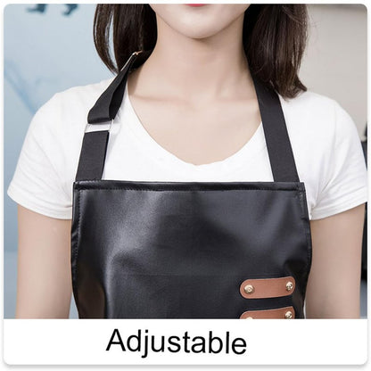 GEMBITYFUL Waterproof Aprons for Men Women with Large Pockets PU Material Waterproof Oil-proof and Dust-proof Apron Black
