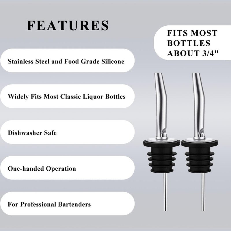 Pafusen Jigger for Bartending with 2 Pourers, Japanese Jiggers with 5 Measurements Inside, Jiggers 2 OZ 1 OZ, Shot Measure Jiggers, Bar jigger Bartender Tool Accessories, (Silver, 1 Jigger+ 2 Pourers)