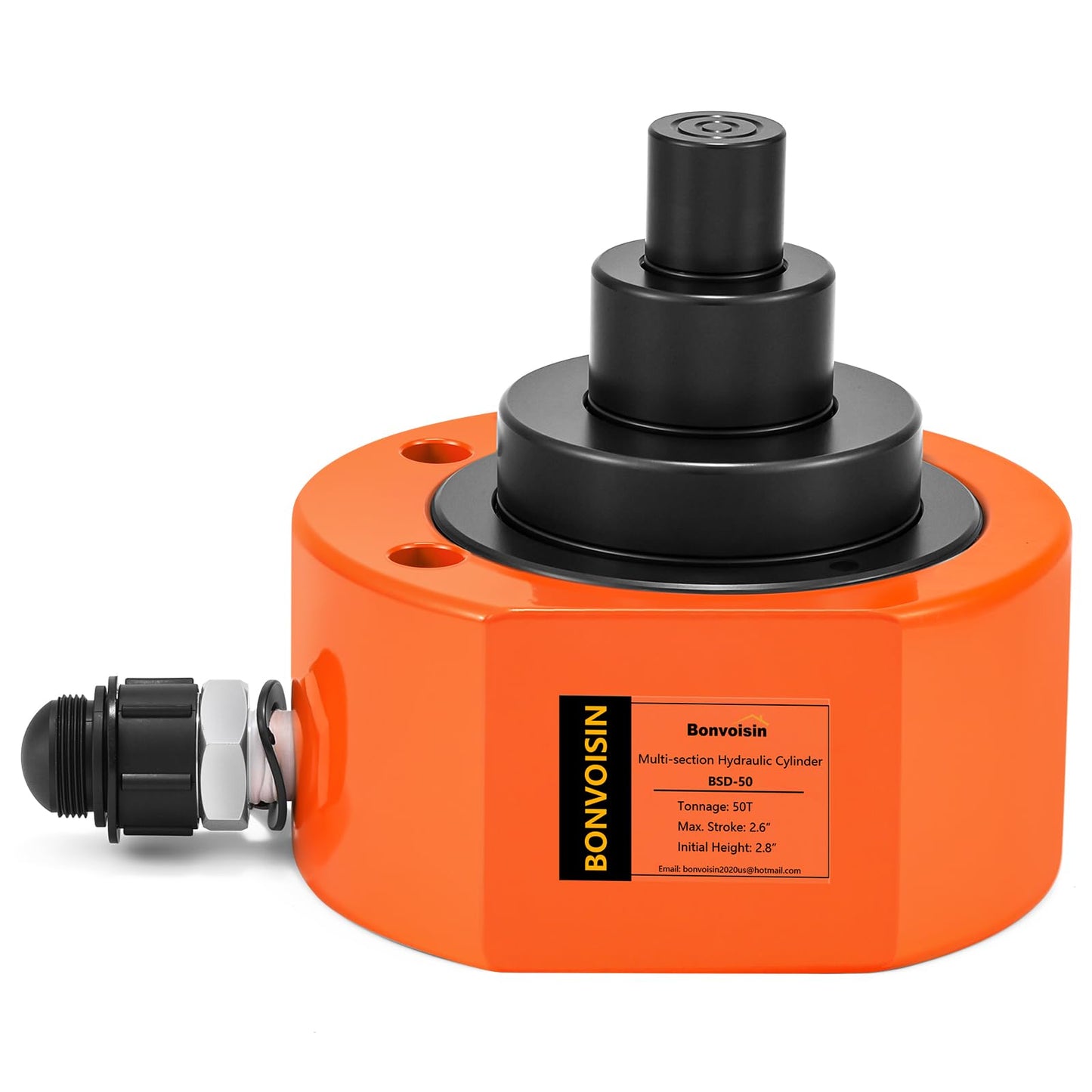 Bonvoisin Hydraulic Ram Jack 50T Low Profile Porta Power Cylinder Multi-Section 2.56" Stroke Lifting Cylinder for Machinery Shipbuilding Bridge Construction