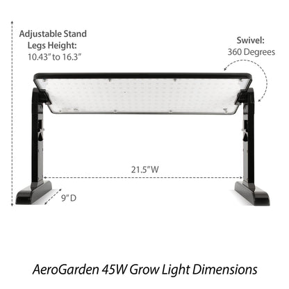 AeroGarden 45W LED Grow Light Panel - Grow Light for Plants, Includes Stand and Hanging Kit