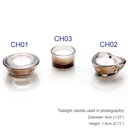 ELIVIA Grey Tealight Candle Holders - Set of 12, Round Chunky Glass Candle Holder, 3" Diameter - CH01 - Tea Grey