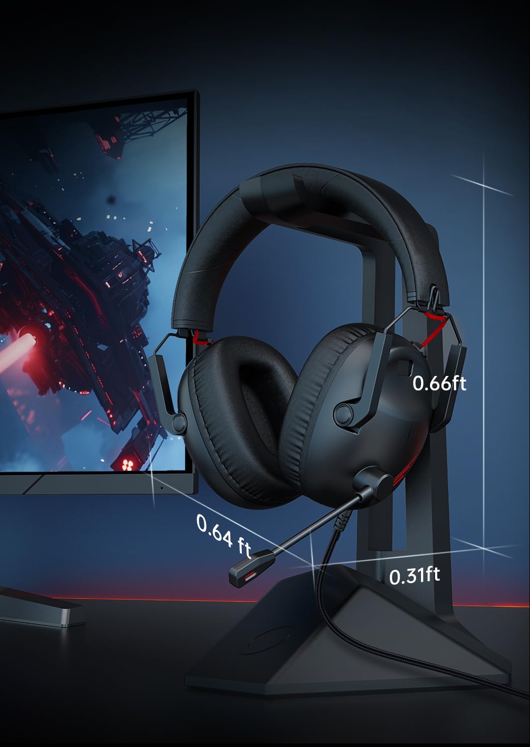 KAPEYDESI CM7007 Gaming Headset for Xbox Series X|S, Xbox, PS5, PS4, PC, Switch, Gaming Headphones with Noise Canceling Microphone, Folding Design, 50MM Dynamic Drivers, 3.5MM Audio Jack, Black Red