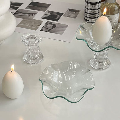 UNNS Candlestick Holder Curved Pillar Glass Candle Holder Dining Table Center Candle Holder Suitable for Dinner Living Room Kitchen Dining Room Candle Holders (Color : A)