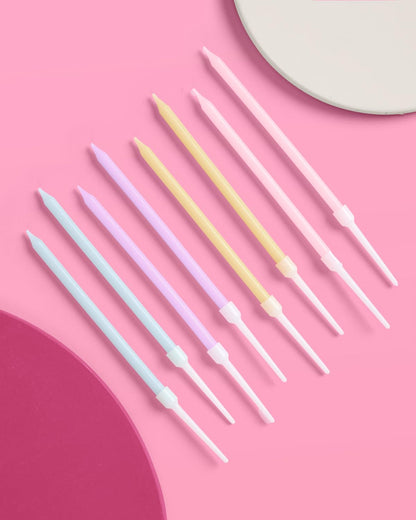xo, Fetti Skinny Pastel Happy Birthday Party Candles - 8 Pieces | Cute Bday Supplies, Fun Cake Decorations