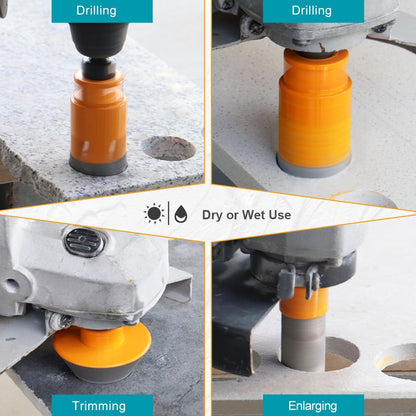 EXFEIN Tile Hole Saw Kit 13pcs - 6/6/8/19/25/35/50/75/102mm Diamond Core Drill Bits, 4/5 Inch Milling Bit + 2 Inch Chamfer Bit + Adapter + 4.5 Inch Grinding & Cutting Disc for Tile Marble Granite
